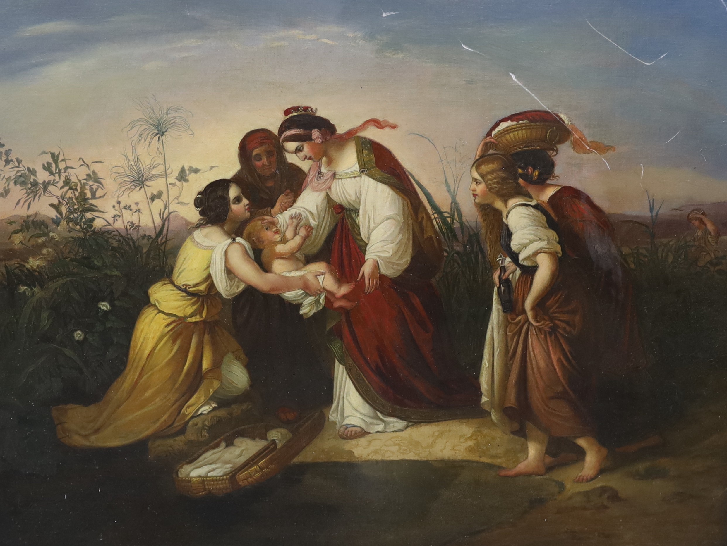 Attributed to William Edward Frost (1810-1877), oil on canvas, 'The Finding of Moses', 62 x 75cm